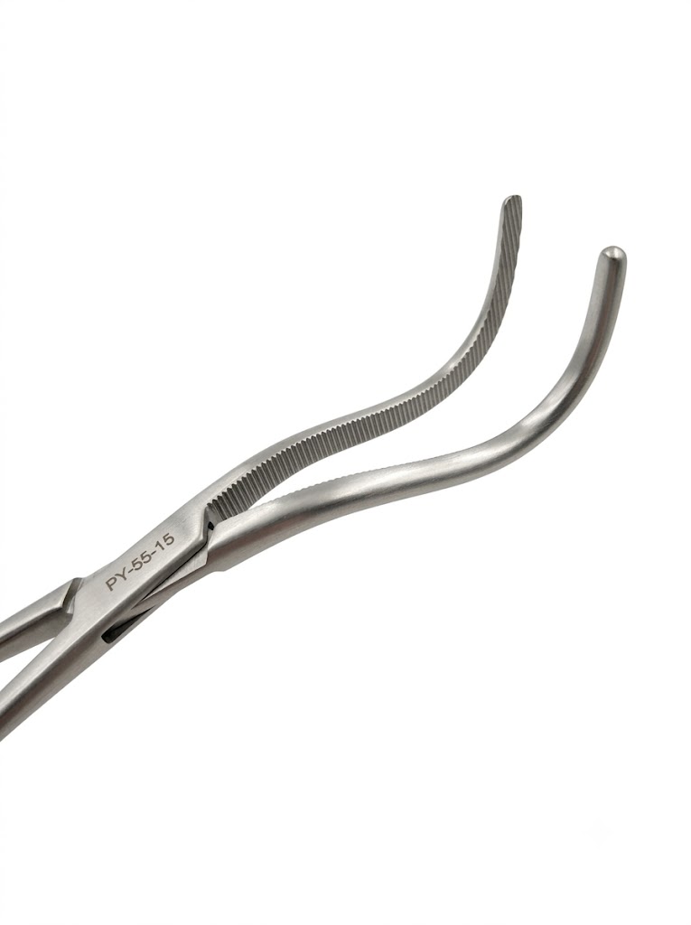 Guyon Kidney Pedicle Clamp, Double Curved Jaws, 23 cm