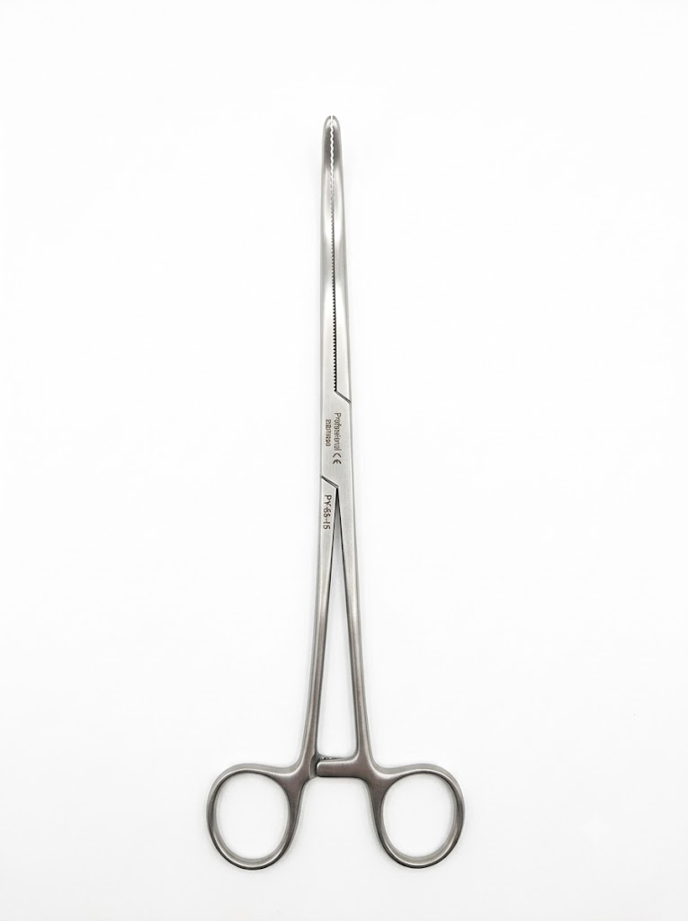 Guyon Kidney Pedicle Clamp, Double Curved Jaws, 23 cm
